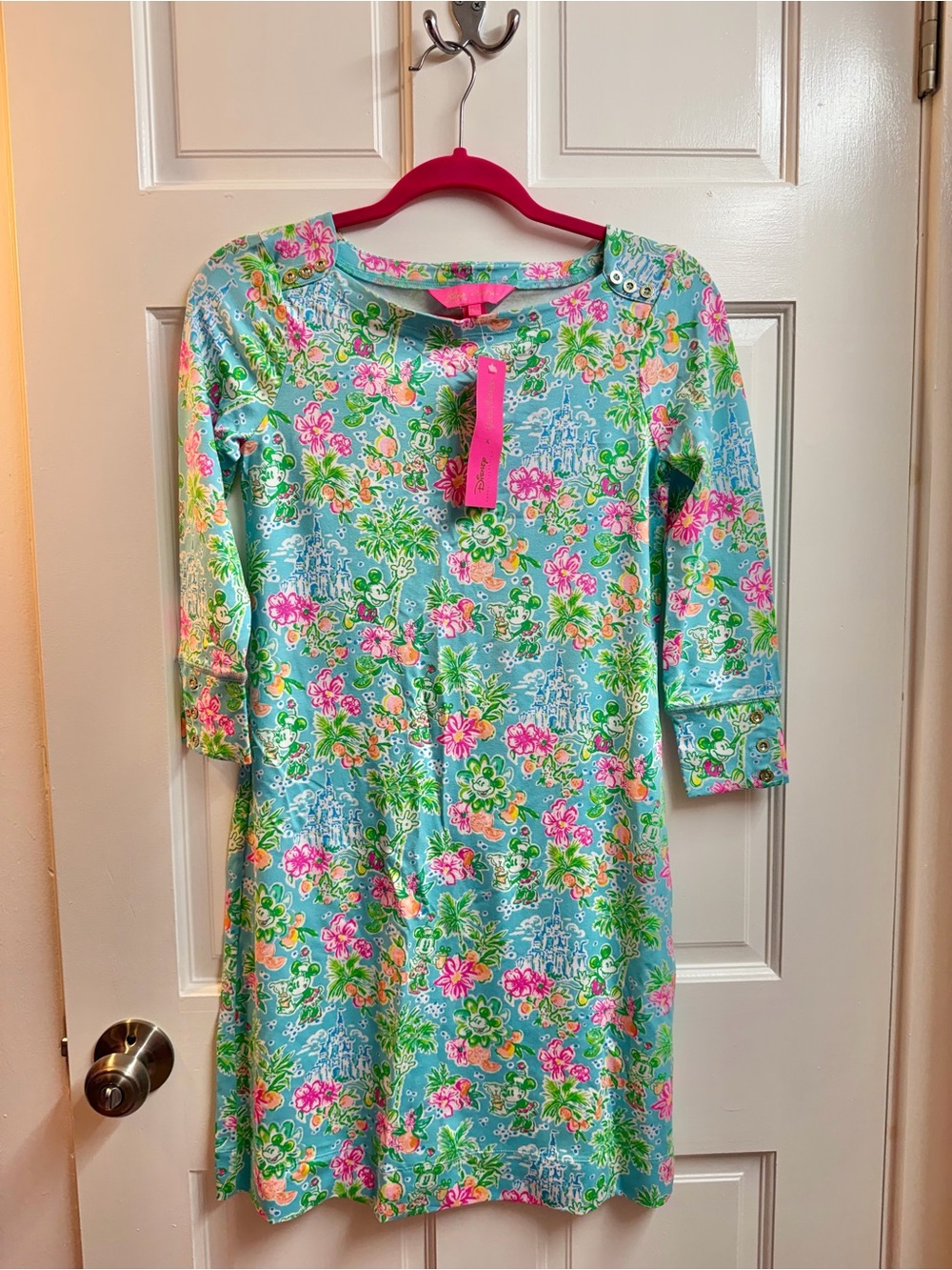 Lilly Pulitzer Aqua Pink Green Floral Shift Dress